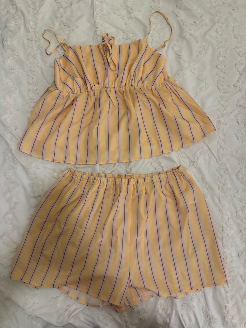 Yellow Striped Two-Piece Cami & Shorts Set